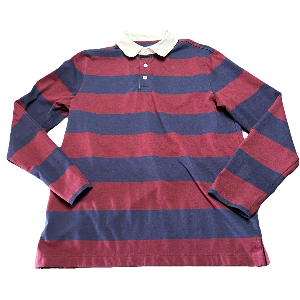 Men's The Savile Row Company Striped Rugby Shirt Blue Red M Preppy Longsleeve